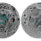 Distribución del hielo (an azul) sobre las regiones polares de la Luna
Imagen: NASA